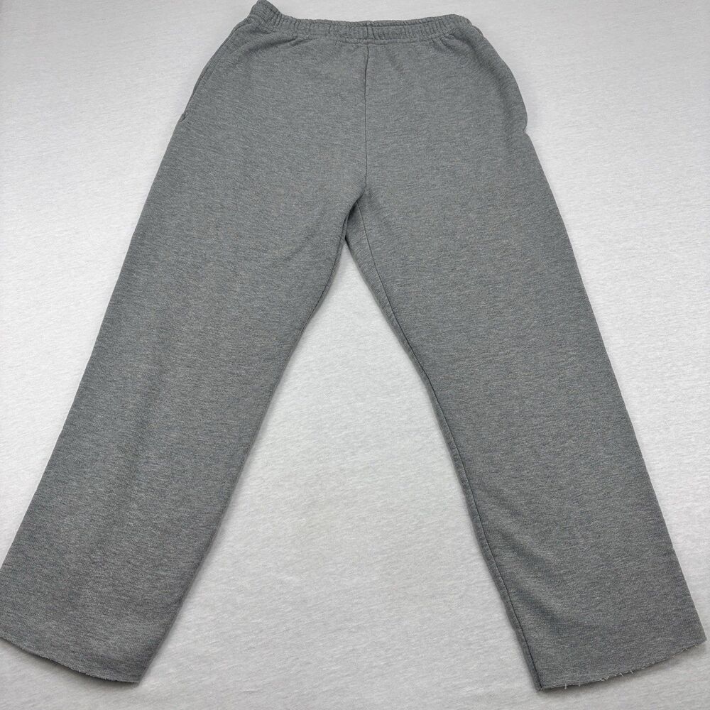 Fruit of the Loom Sweatpants M Gray Fleece Elastic Waist Raw Hem